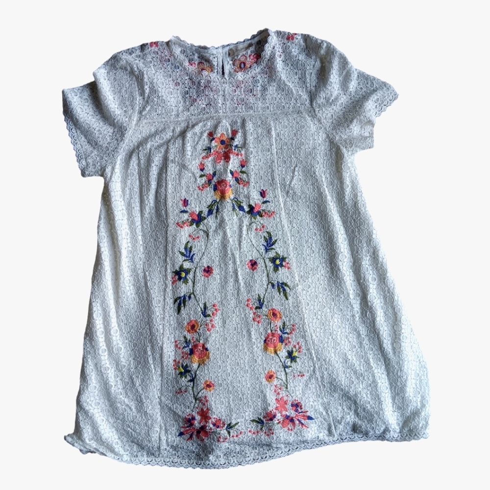 Altard State lace ivory embroidered bohemian floral dress sz L
